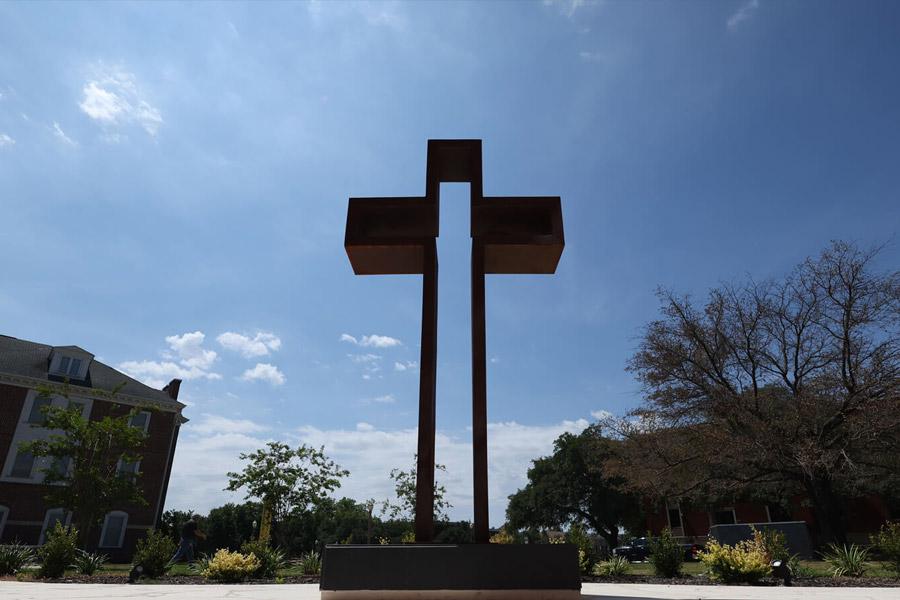 Empty Cross stands near Truett Seminary