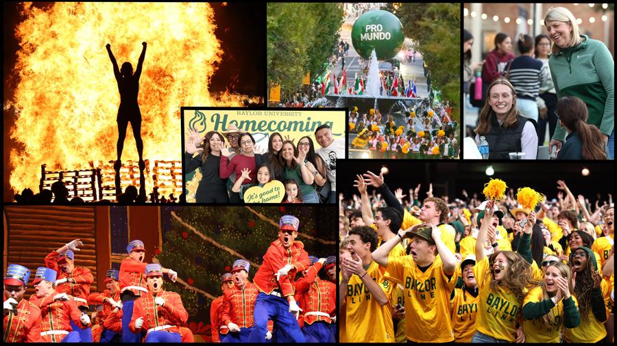 Photo collage of Baylor Homecoming activities